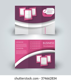Brochure mock up design template for business, education, advertisement. Trifold booklet editable printable vector illustration. Pink color.