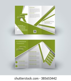 Brochure mock up design template for business, education, advertisement. Trifold booklet editable printable vector illustration. Green color.