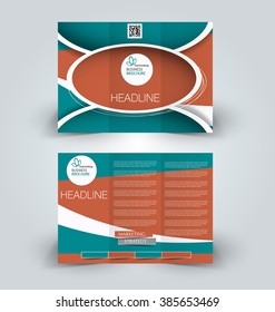 Brochure mock up design template for business, education, advertisement. Trifold booklet editable printable vector illustration. Green and red color.