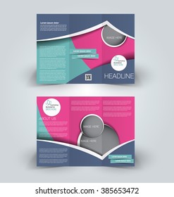 Brochure mock up design template for business, education, advertisement. Trifold booklet editable printable vector illustration. Blue, pink , and green color.