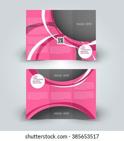 Brochure mock up design template for business, education, advertisement. Trifold booklet editable printable vector illustration. Pink color.