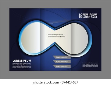 Brochure mock up design template for business, education, advertisement. Trifold booklet editable printable vector illustration. 

