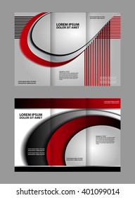 Brochure mock up design template for business, education, advertisement. Trifold booklet editable printable vector illustration. Red color
