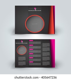 Brochure mock up design template for business, education, advertisement. Trifold booklet editable printable vector illustration. Pink, red, and black color.