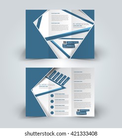 Brochure mock up design template for business, education, advertisement. Trifold booklet editable printable vector illustration. Blue color.