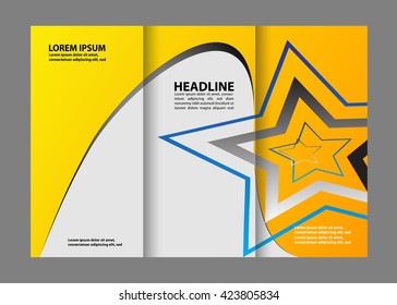 Brochure mock up design template for business, education, advertisement. Trifold booklet editable printable vector illustration. 
