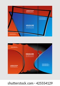 Brochure mock up design template for business, education, advertisement. Trifold booklet editable printable vector illustration. 
