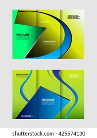Brochure mock up design template for business, education, advertisement. Trifold booklet editable printable vector illustration. 
