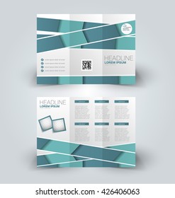 Brochure mock up design template for business, education, advertisement. Trifold booklet editable printable vector illustration.