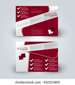 Brochure mock up design template for business, education, advertisement. Trifold booklet editable printable vector illustration. Red color.