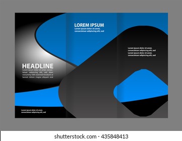 Brochure mock up design template for business, education, advertisement. Trifold booklet editable printable vector illustration. Red color.
