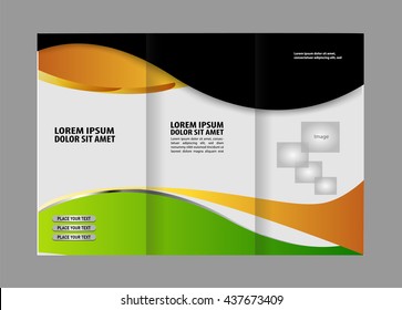 Brochure mock up design template for business, education, advertisement. Trifold booklet editable printable vector illustration. 
