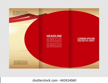Brochure mock up design template for business, education, advertisement. Trifold booklet editable printable vector illustration. Red color.
