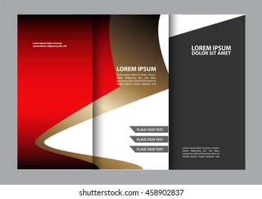 Brochure mock up design template for business, education, advertisement. Trifold booklet editable printable vector illustration. Red color
