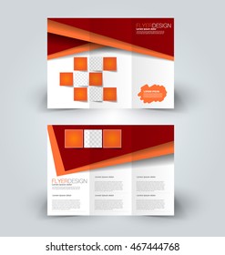 Brochure mock up design template for business, education, advertisement. Trifold booklet editable printable vector illustration. Orange and red color.