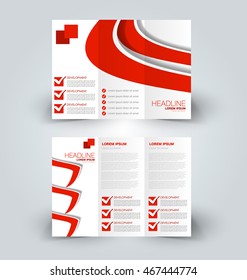 Brochure mock up design template for business, education, advertisement. Trifold booklet editable printable vector illustration. Red color.