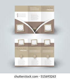Brochure mock up design template for business, education, advertisement. Trifold booklet editable printable vector illustration