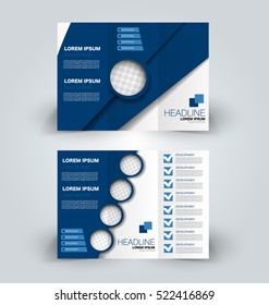 Brochure mock up design template for business, education, advertisement. Trifold booklet editable printable vector illustration. Blue color.