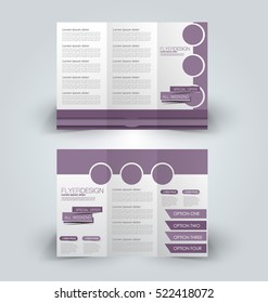 Brochure mock up design template for business, education, advertisement. Trifold booklet editable printable vector illustration.