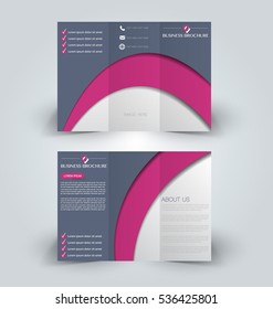 Brochure mock up design template for business, education, advertisement. Trifold booklet editable printable vector illustration. Blue and pink color