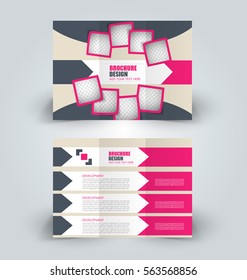 Brochure mock up design template for business, education, advertisement. Trifold booklet editable printable vector illustration.