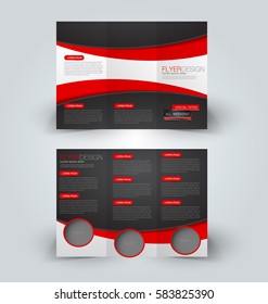 Brochure mock up design template for business, education, advertisement. Trifold booklet editable printable vector illustration. Red and black color
