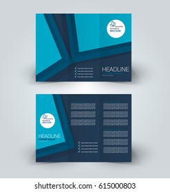 Brochure mock up design template for business, education, advertisement. Trifold booklet editable printable vector illustration. Blue color.