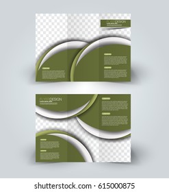 Brochure mock up design template for business, education, advertisement. Trifold booklet editable printable vector illustration. Green color.