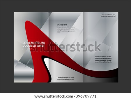 Brochure mock up design template for business, education, advertisement. Trifold booklet editable printable vector illustration. Red color
