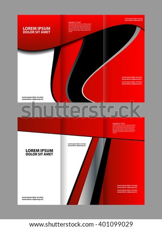 Brochure mock up design template for business, education, advertisement. Trifold booklet editable printable vector illustration. Red color.
