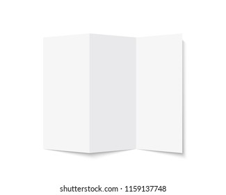 Brochure mock up. Realistic rendering blank tri-fold paper brochure. Isolated vector illustration on white background