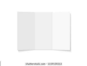 Brochure mock up. Realistic rendering blank tri-fold paper brochure. Isolated vector illustration on white background