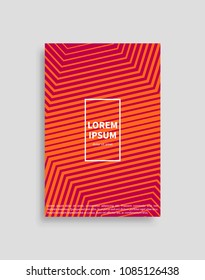 Brochure mockup with spare frame for text, realistic desigh of banner red wave lines patternt, identity design page cover isolated on grey background