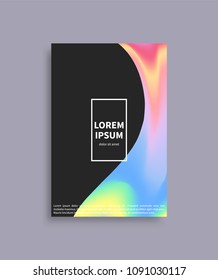 Brochure mockup with spare frame for text, realistic design with rainbow mix of colors, identity pamphlet page cover isolated on grey background