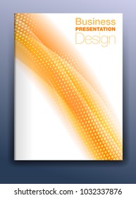 Brochure Orange Cover Template Vector Design for Business Presentation with Abstract Flowing Background