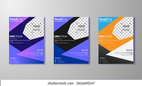 Brochure pack design template flyer set, abstract business cover set