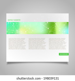 Brochure page vector design template with abstract molecular connection theme