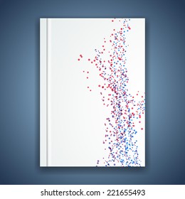 Brochure with particle colorful dots template. Vector illustration