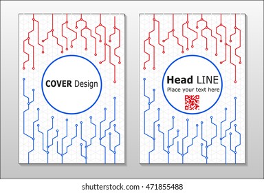 Brochure with a pattern a microprocessor and circuitry. Leaflet cover presentation abstract flat background. Annual report brochure design template vector