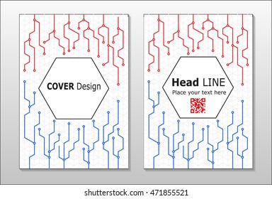Brochure with a pattern a microprocessor and circuitry. Leaflet cover presentation abstract flat background. Annual report brochure design template vector