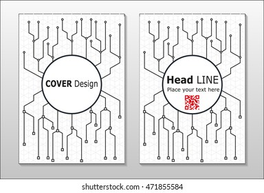 Brochure with a pattern a microprocessor and circuitry. Leaflet cover presentation abstract flat background. Annual report brochure design template vector