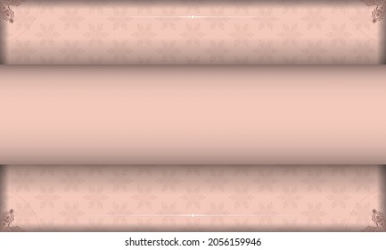 The brochure in pink with a vintage pattern is ready to print.