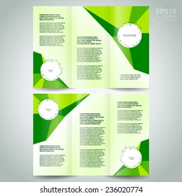 brochure polygonal design template tri-fold abstract polygon element green