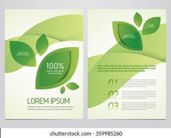 Brochure, poster, annual report, flyer, magazine vector template. Modern green leaf, environment design.