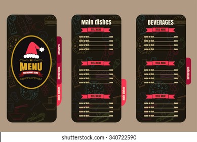 Brochure or poster Restaurant  food christmas menu  Background vector format eps10