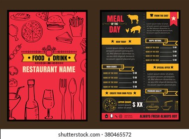 Brochure or poster Restaurant  food menu with Chalkboard Background vector format eps10