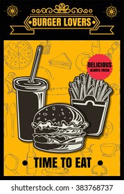 Brochure or poster Restaurant  food menu with Chalkboard Background vector format eps10