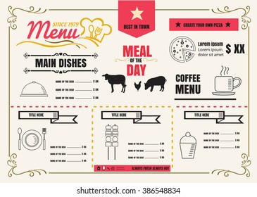 Brochure or poster Restaurant  food menu with Background vector format eps10