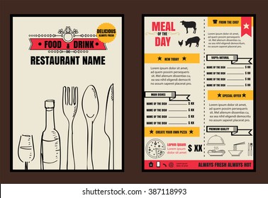 Brochure or poster Restaurant  food menu with Background vector format eps10