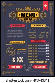 Brochure or poster Restaurant  food menu with Chalkboard Background vector format eps10